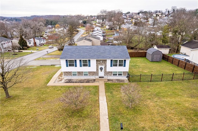 drone / aerial view featuring a residential view