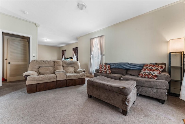 view of carpeted living area