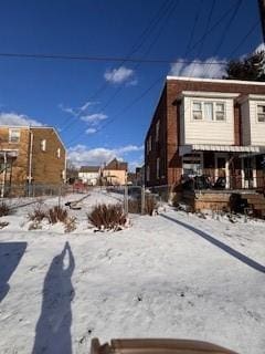 view of snow covered exterior