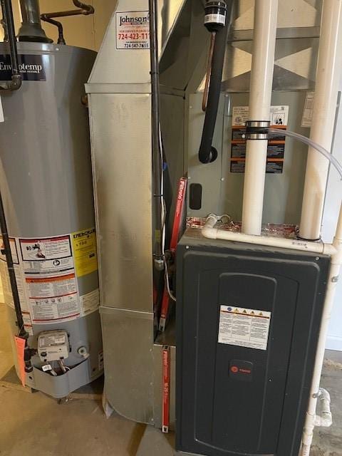 utilities with water heater and heating unit