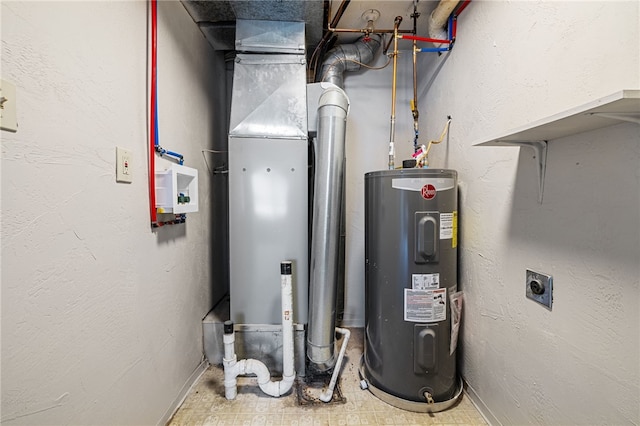 utility room with electric water heater