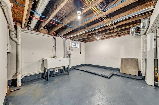 basement with a sink