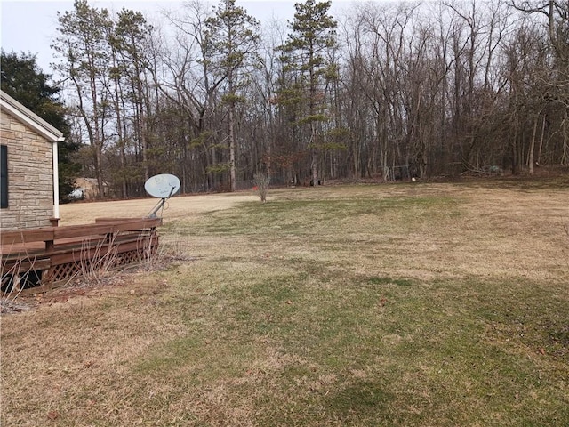 view of yard with a wooden deck