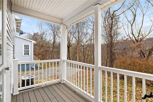 wooden deck with central AC