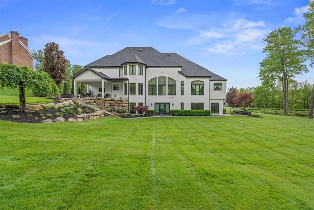 2001 Old Orchard Pl, Adams Twp, PA 15044 - rear view of property with a lawn and stucco siding