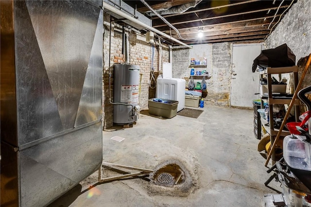 unfinished basement with gas water heater