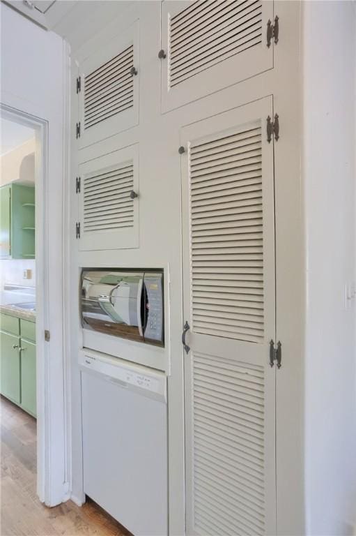 room details with dishwasher and light wood-style flooring