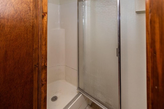 bathroom featuring a shower stall