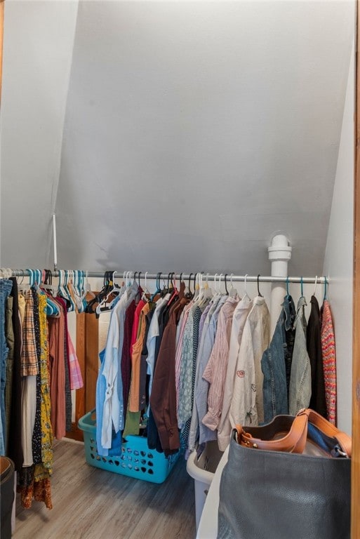 walk in closet featuring wood finished floors