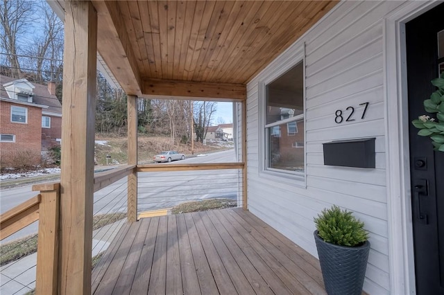 deck featuring a porch