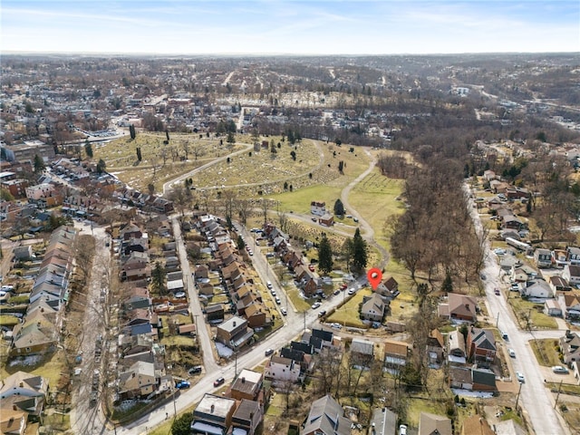 aerial view with a residential view