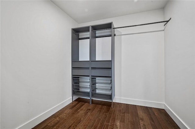 walk in closet featuring wood finished floors