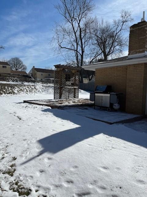 view of yard covered in snow