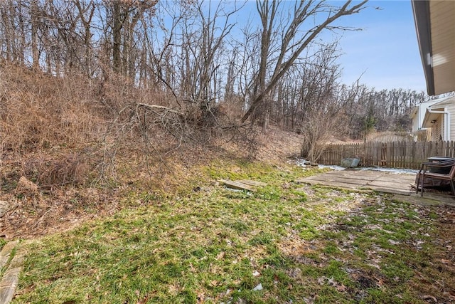 view of yard featuring a patio area and fence