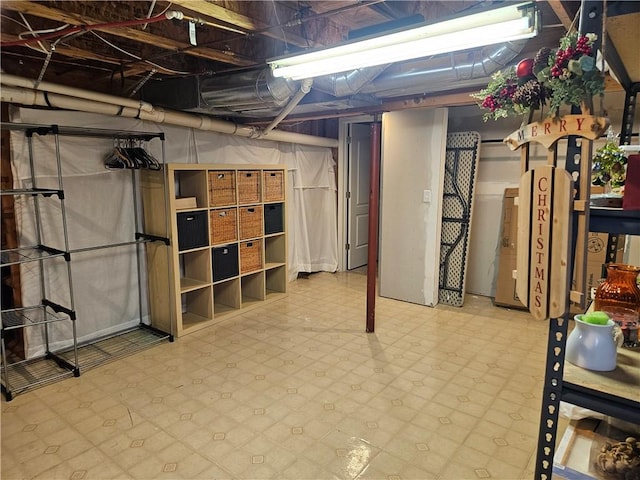 unfinished below grade area with tile patterned floors