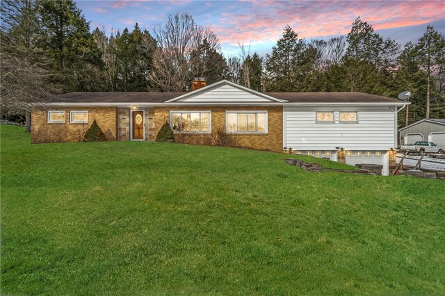 2972 Benshoff Hill Rd, Pa, PA 15909 - view of front of property with a lawn and a chimney