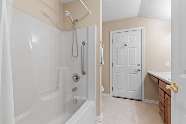 1143 Links Way W, Deer, PA 15044 - full bathroom with toilet, tile patterned flooring, baseboards, lofted ceiling, and vanity