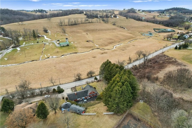 drone / aerial view with a rural view