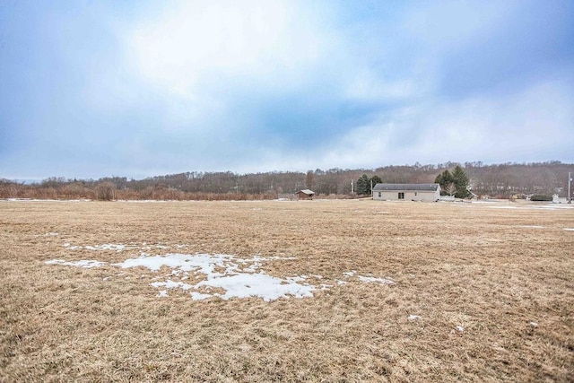 view of yard with a rural view