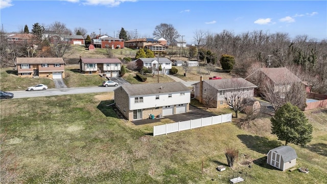 drone / aerial view with a residential view