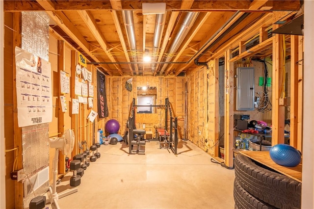 exercise room featuring electric panel