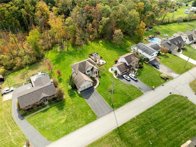 aerial view with a residential view