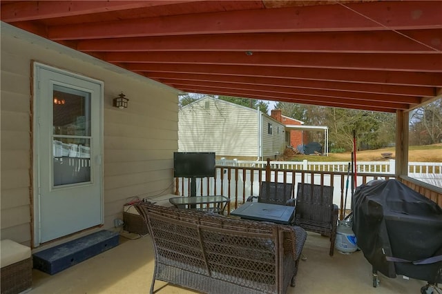 view of patio / terrace featuring a grill