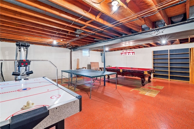 recreation room featuring pool table