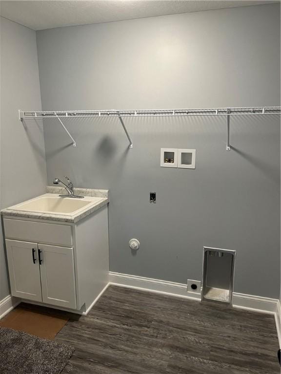 115 White Fox Ct Unit 33, North Sewickley Twp, PA 16117 - washroom featuring hookup for an electric dryer, hookup for a washing machine, dark wood-type flooring, and a sink