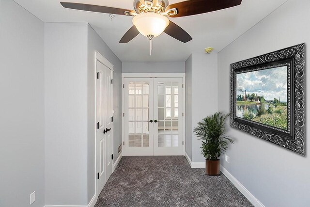 115 White Fox Ct Unit 33, North Sewickley Twp, PA 16117 - doorway to outside featuring french doors, carpet, ceiling fan, and baseboards