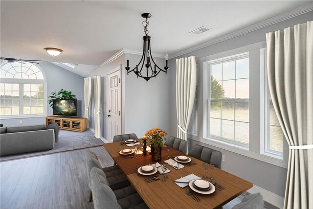 115 White Fox Ct Unit 33, North Sewickley Twp, PA 16117 - dining area featuring healthy amount of natural light, wood finished floors, baseboards, crown molding, and vaulted ceiling