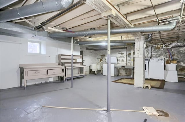 basement with independent washer and dryer