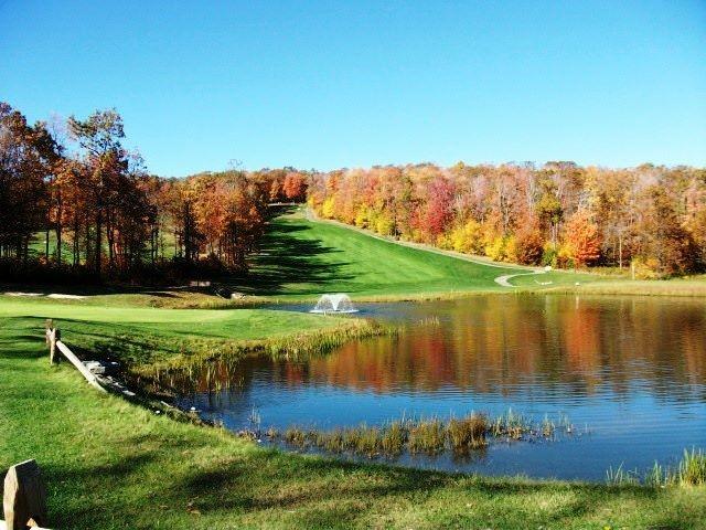 view of home's community featuring a water view, a wooded view, and a lawn