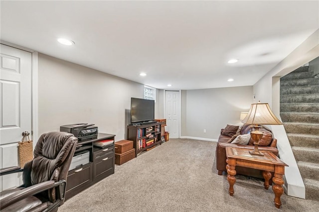 interior space with recessed lighting and baseboards