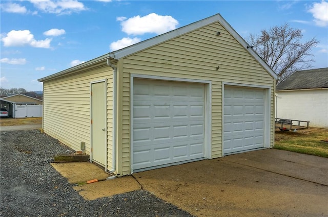 view of detached garage