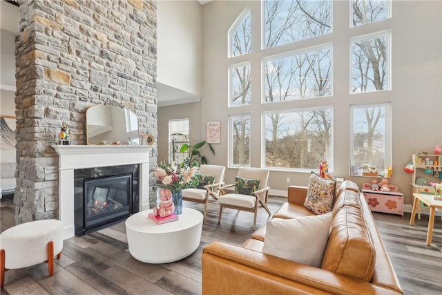 interior space with a fireplace