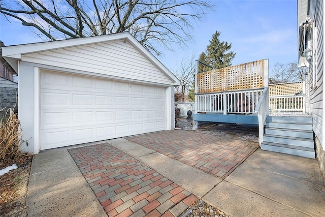 view of detached garage