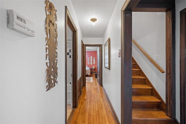 820 Mcdonald St, Sewickley, PA 15143 - hallway featuring light wood-type flooring and stairway