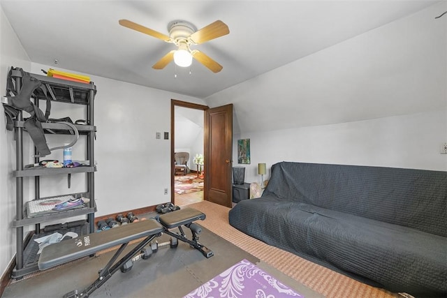 820 Mcdonald St, Sewickley, PA 15143 - workout area with lofted ceiling and ceiling fan