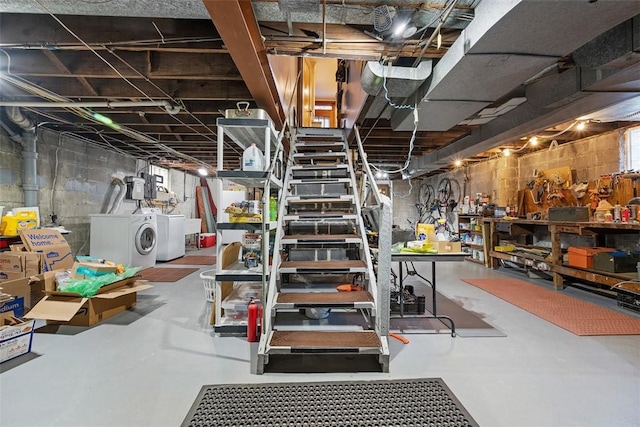 820 Mcdonald St, Sewickley, PA 15143 - unfinished below grade area with washing machine and clothes dryer
