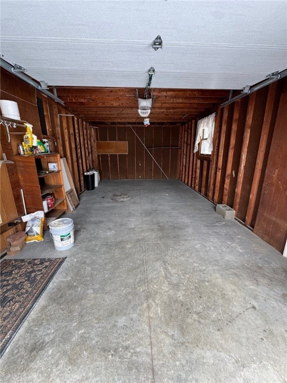 garage with a garage door opener