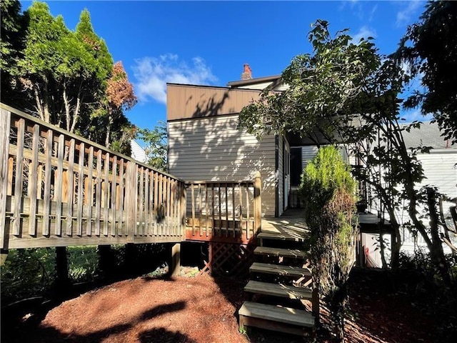 rear view of house with a wooden deck