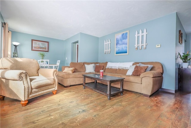 living room featuring light wood-style floors