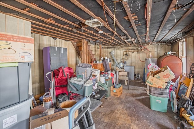 interior space with water heater and heating fuel