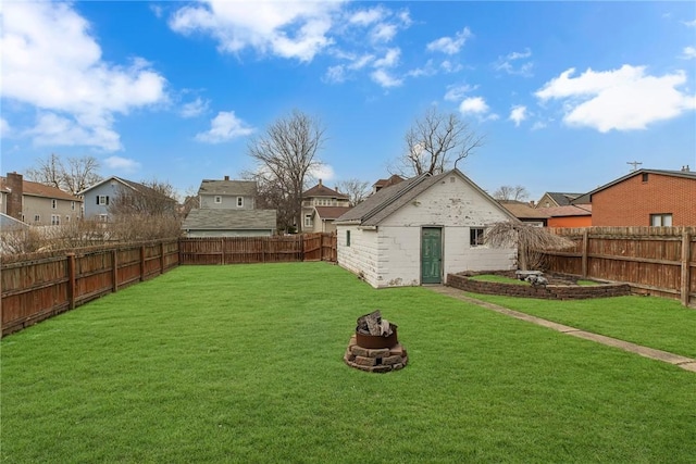 view of yard featuring a residential view and a fenced backyard