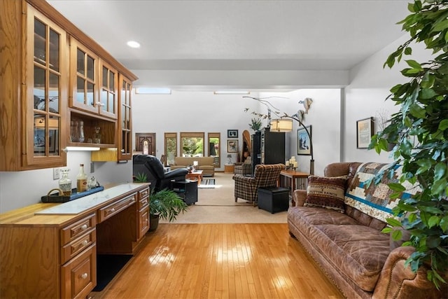 interior space featuring recessed lighting and light wood-style floors