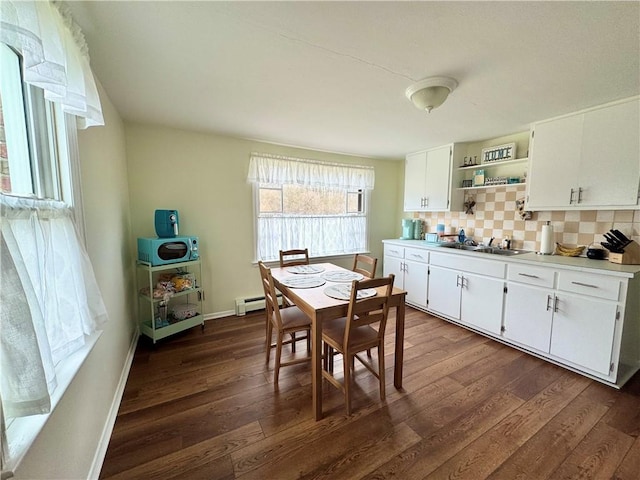 3503 State Route 208, Wilmington Twp, PA 16142 - dining area with dark wood-style flooring and baseboard heating