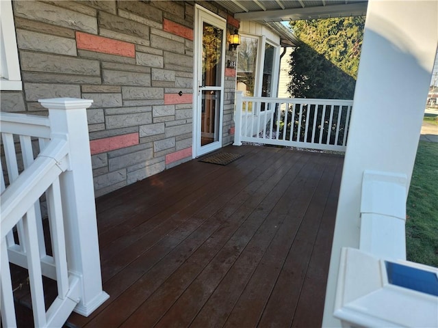 wooden deck featuring a porch