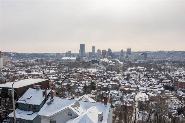 bird's eye view with a view of city