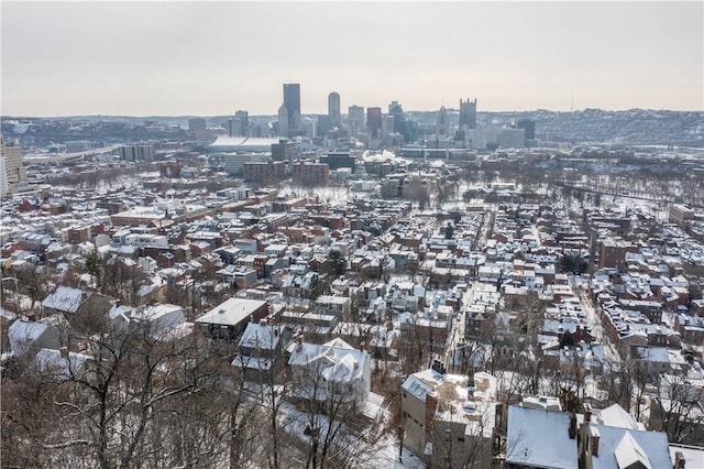 bird's eye view with a view of city